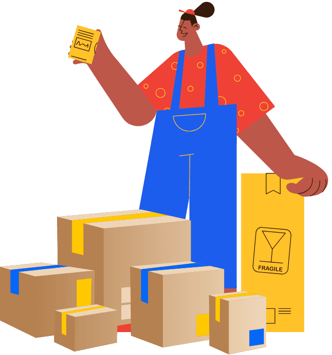 Person with packages illustration